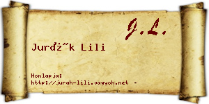 Jurák Lili névjegykártya